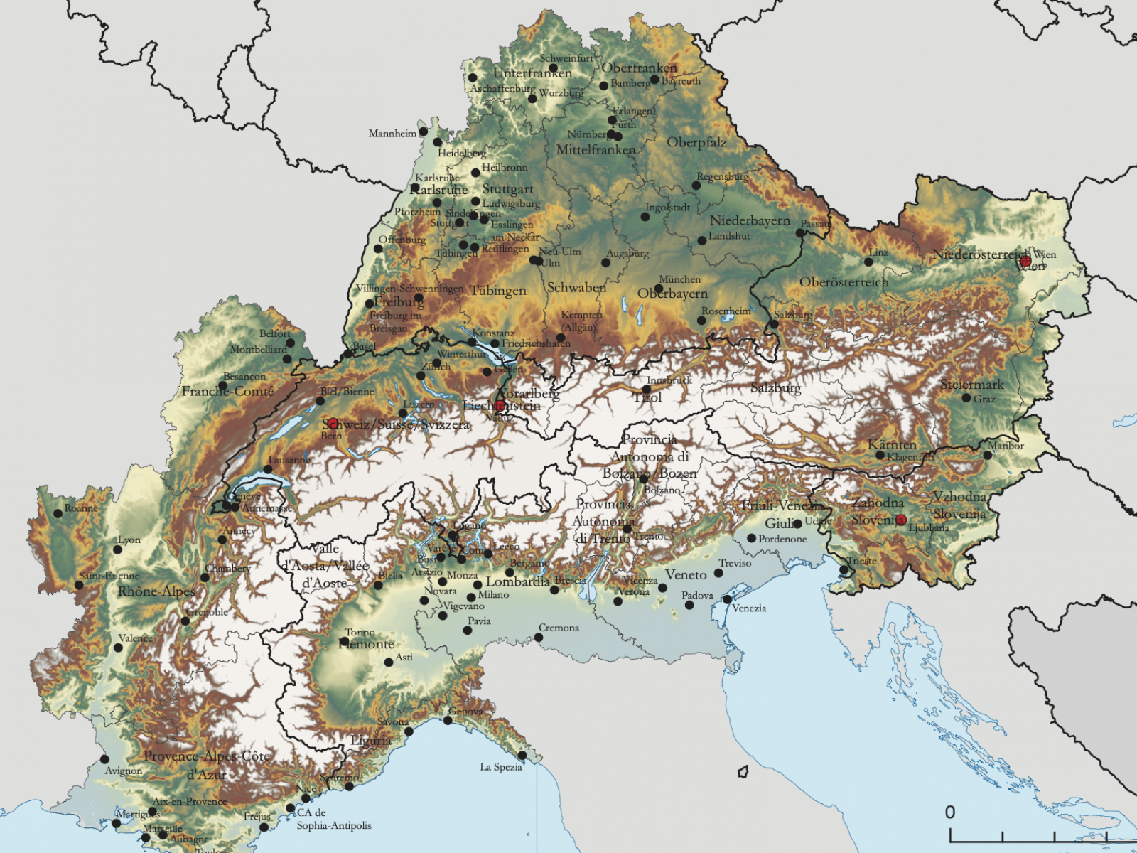 Südtirol ist in der Eusalp mit 48 Ländern vernetzt. Seit 50 Jahren arbeiten zudem zehn Alpenländer in der Arge Alp zusammen. 